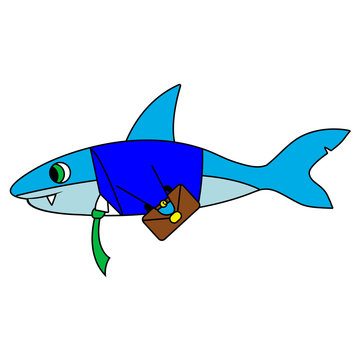 Business shark. Isolated stock vector illustration
