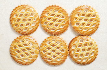 Cakes with an apple filling as background