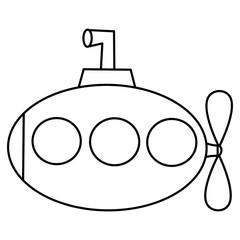 cute cartoon black and white submarine vector illustration for coloring art