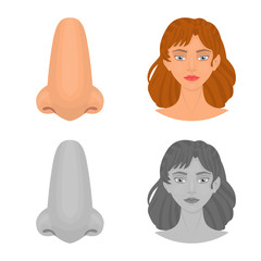 Vector design of body and part sign. Collection of body and anatomy stock symbol for web.