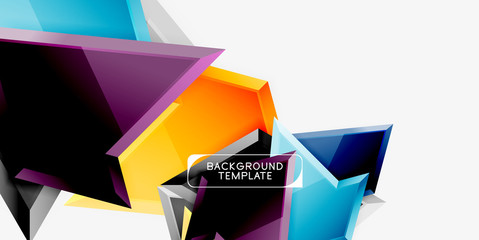 Minimal geometrical triangles with 3d effect abstract background template