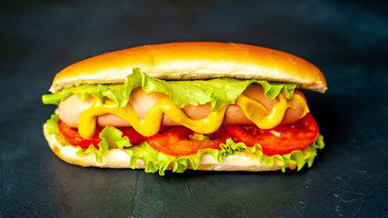 Hot dog on a stone background