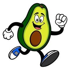 Avocado Mascot Running - A cartoon illustration of a cute Avocado mascot.