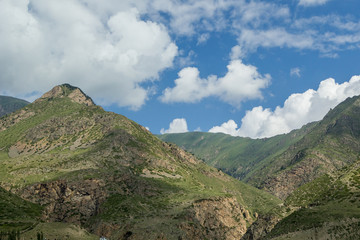 landscape with mountains and blue sky