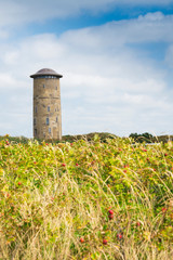 Water tower in dunes of Domburg, The Netherlands. Norsth Sea coast. Space for text