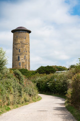 path to the water tower in dunes of Domburg, The Netherlands. Norsth Sea coast. Space for text