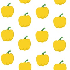 Seamless pattern from fresh yellow bell peppers on a white background