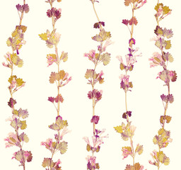 Herbs branch floral on yellow bacground pattern