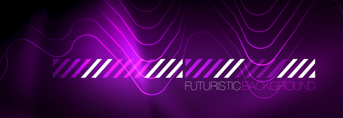 Glowing neon abstract lines, techno futuristic template