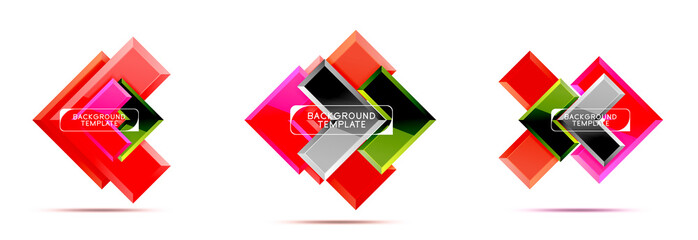 Arrow and square design abstract logo or banner collection. Modern geometrical design