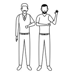 old man and young man black and white