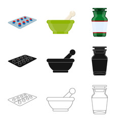 Isolated object of retail and healthcare sign. Set of retail and wellness vector icon for stock.