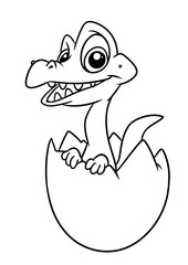 Little crocodile egg birthday animal character cartoon illustration isolated image coloring page