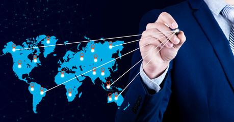 businessman world map