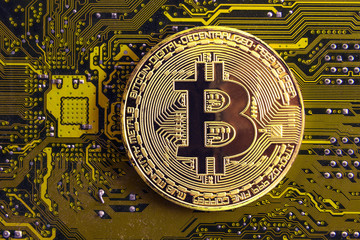 bitcoin, electronic circuit. the Internet, a virtual currency. business, Finance.