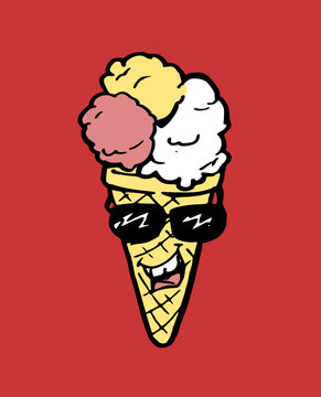 Zomerse lekkernij - ijsje hoorn met verschillende smaken