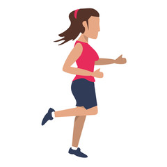 Fitness woman running sideview