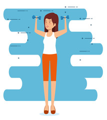 health woman with dumbbells to exercise balance