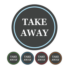 Take away icon for cafe, food or drinks service. Takeaway food or drinks badge icon, for printing form.