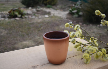 Brown Cup with willow.