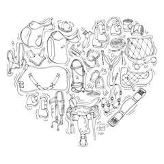 Fototapeta premium Vector illustrations on the equestrian equipment theme.