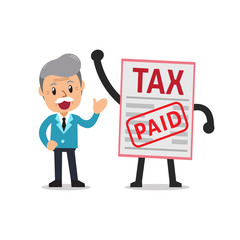 Vector cartoon a senior businessman paid tax for design.