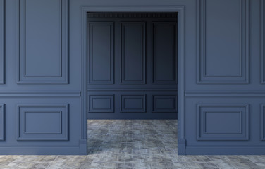 Luxury empty room interior in modern classical design, 3D Rendering