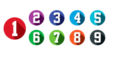 Flat Number Icon Set - Vector
