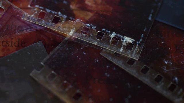 Close up of old vintage slide films