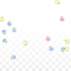 Vector Realistic Colorful Petals Falling on Transparent Background.  Spring Romantic Flowers Illustration. Flying Petals. Sakura Spa Design. Blossom Confetti. Design Elements for Wedding Decoration.