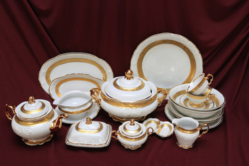 set of porcelain dishes