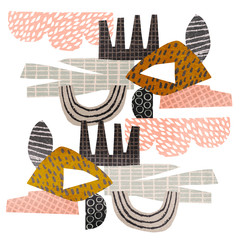 Abstract collage illustration with paper texture