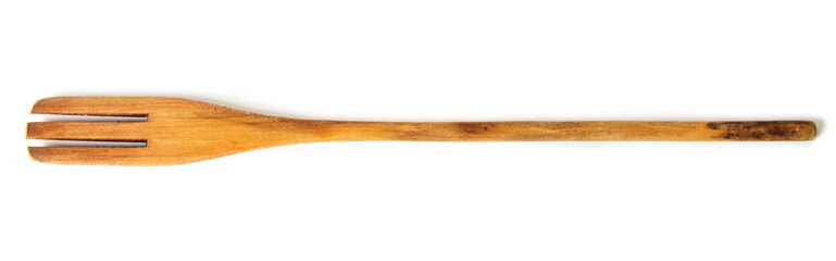Wooden spoon utensil on white