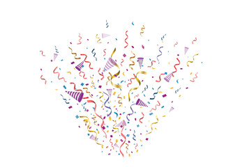 Colorful bright confetti isolated on transparent background. Festive vector illustration