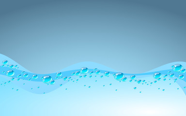 Blue water wave, vector illustration.