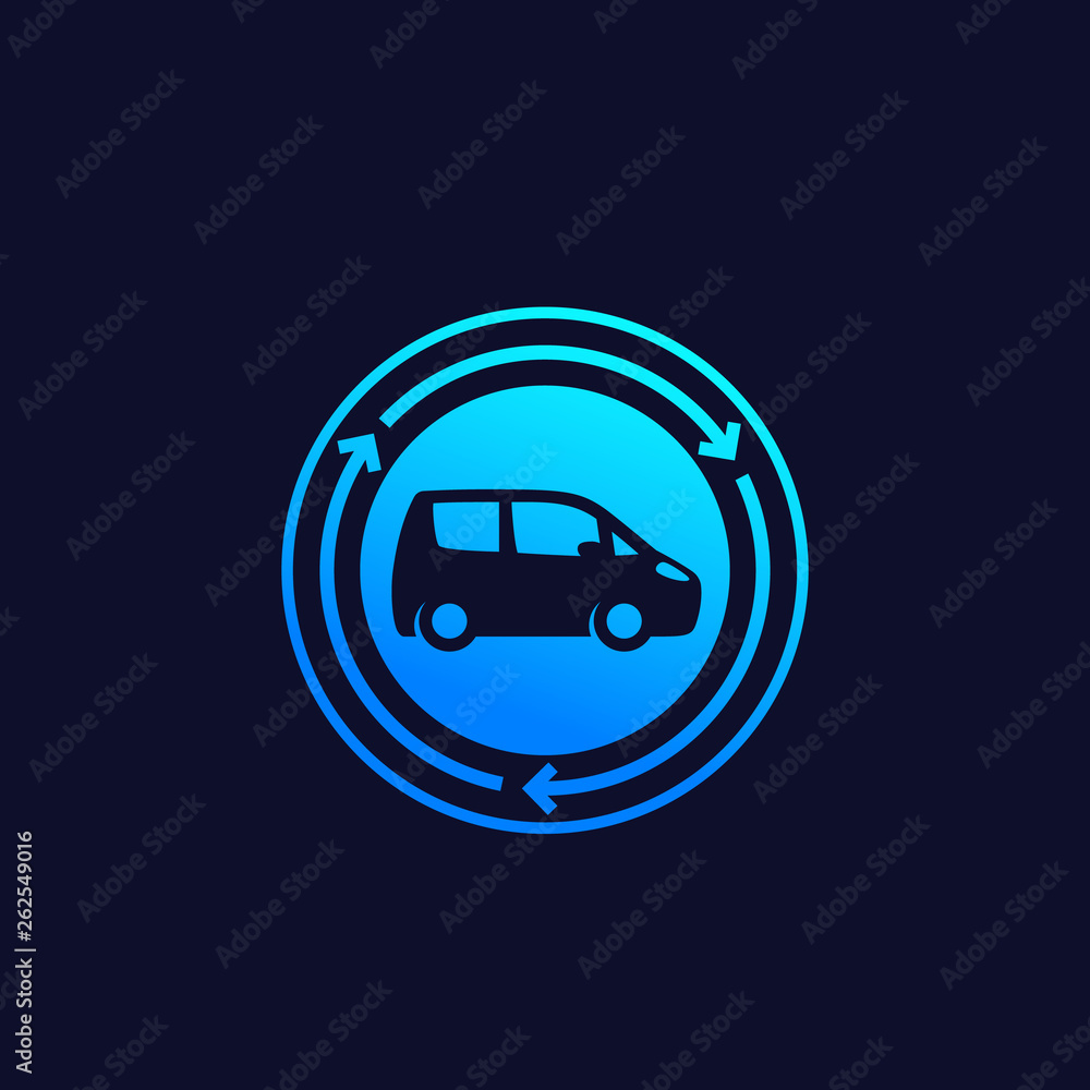 Poster carsharing or carpooling service vector icon