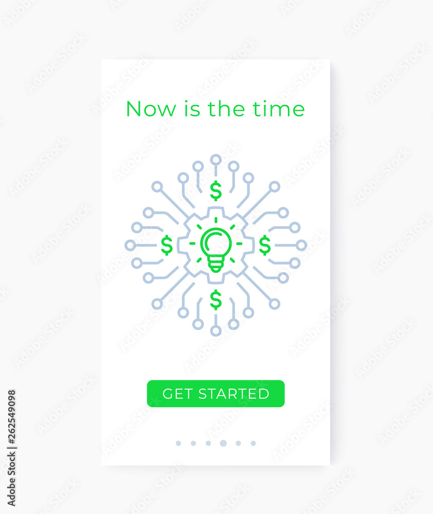 Poster investing app, mobile ui vector design