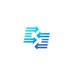 vector logo design, E letters with arrows