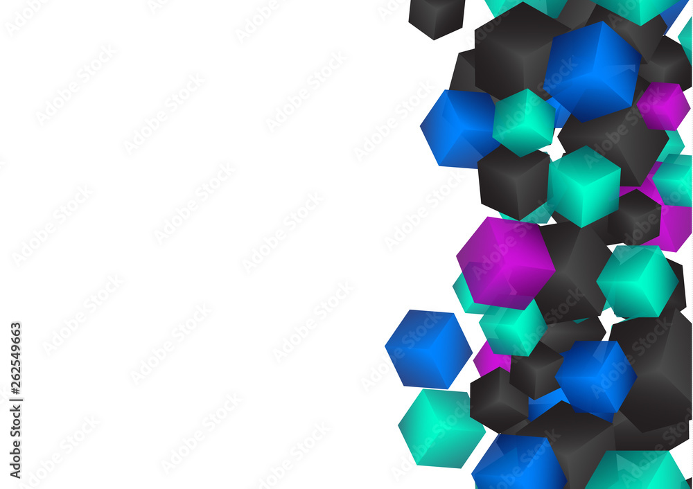 Aufkleber bright abstract background with randomly arranged multi-colored cubes.