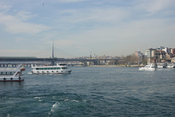 Fototapeta na wymiar Water transport in Istanbul, March 2018. Turkey.