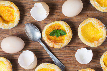 Egg tart, traditional Portuguese dessert,