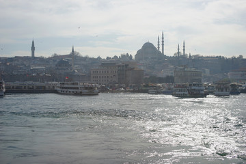 Water transport in Istanbul, March 2018. Turkey.