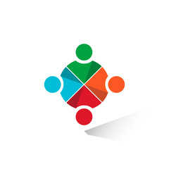 People or Community Flat Icon Design Logo - Vector