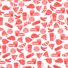 Seamless pattern with different foods.