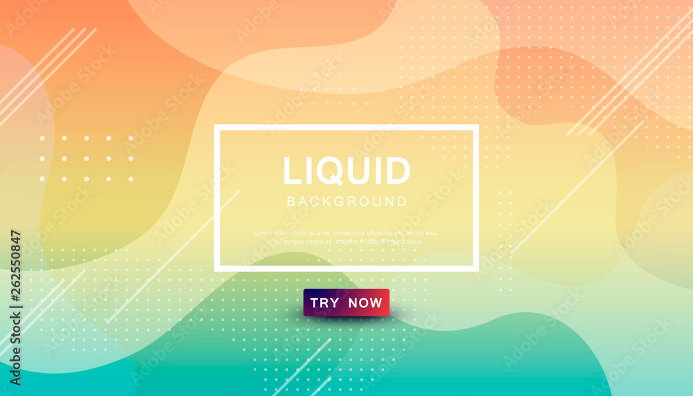 Poster beauty liquid color background. dynamic textured geometric element design with dots decoration. mode