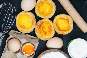 Egg tart, traditional Portuguese dessert,
