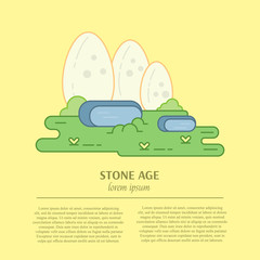 Dinosaur eggs linear vector illustration with text