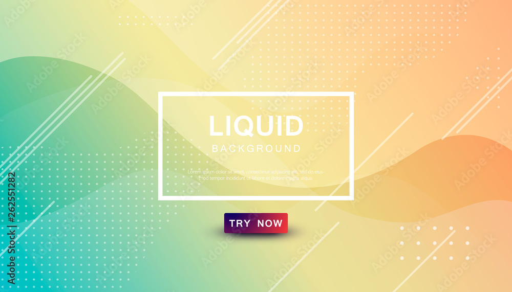 Poster beauty liquid color background. dynamic textured geometric element design with dots decoration. mode