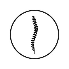 Vector human spine icon isolated silhouette in the black circle.
