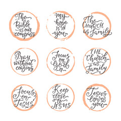Obraz premium Set of hand drawn religions lettering vector